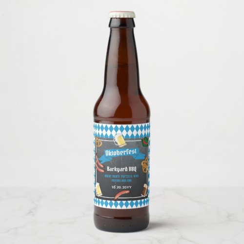 Oktoberfest Bavarian Beer Backyard BBQ Party   Beer Bottle Label