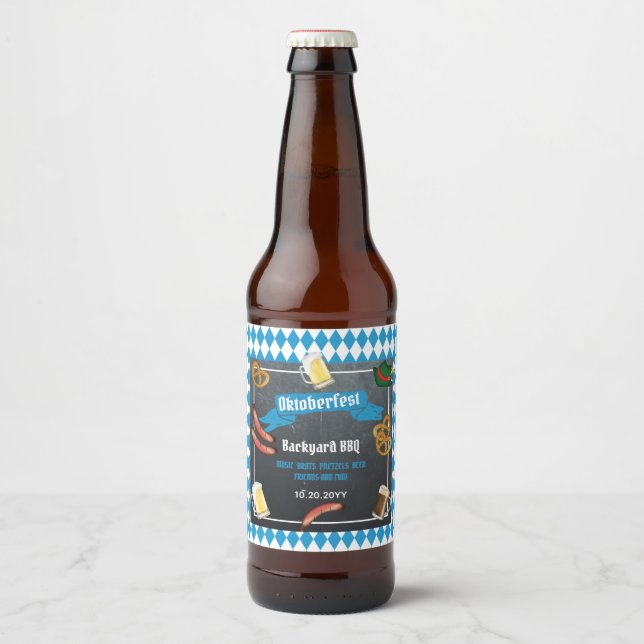 Oktoberfest Bavarian Beer Backyard BBQ Party   Beer Bottle Label (Front)