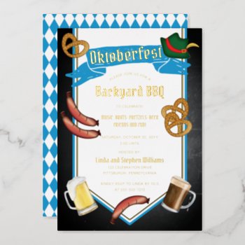 Oktoberfest Bavarian Beer Backyard Bbq Party Foil Invitation by holidayhearts at Zazzle