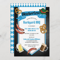 Oktoberfest Bavarian Beer Backyard BBQ Party Invitation