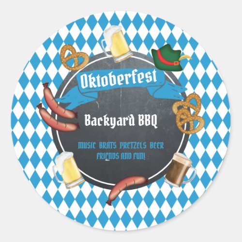 Oktoberfest Bavarian Beer Backyard BBQ Party Paper Classic Round Sticker