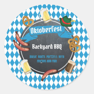 Oktoberfest Bavarian Beer Backyard BBQ Party Paper Classic Round Sticker