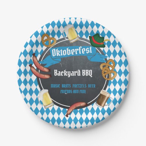 Oktoberfest Bavarian Beer Backyard BBQ Party Paper Plates