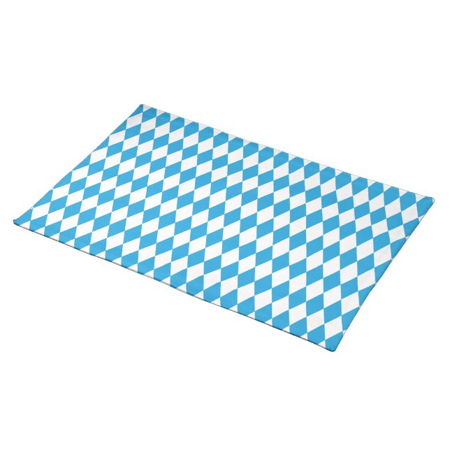 Oktoberfest Bavarian Blue and White Large Diagonal Cloth Placemat (On Table)