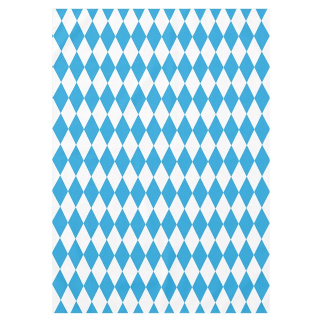 Oktoberfest Bavarian Blue and White Large Diagonal Tablecloth (Front)