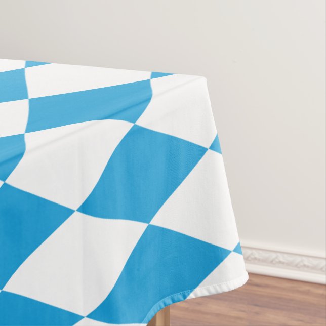 Oktoberfest Bavarian Blue and White Large Diagonal Tablecloth (In Situ)