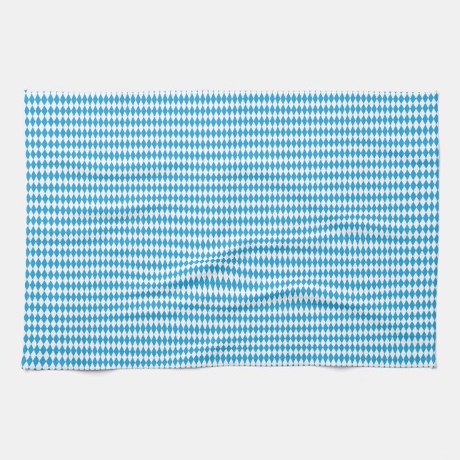 Oktoberfest Bavarian Blue and White Small Diagonal Kitchen Towel (Horizontal)