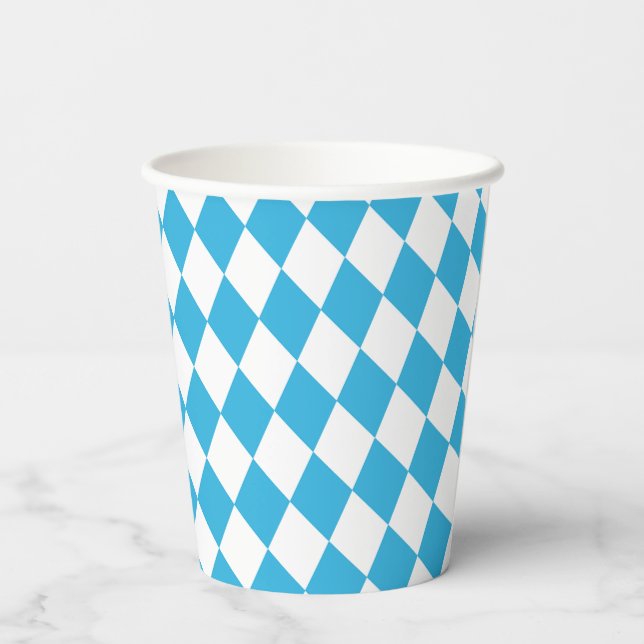 Oktoberfest Bavarian Checkered Design Paper Cups (Back)