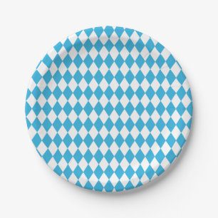 Oktoberfest Bavarian Checkered Design Paper Plates