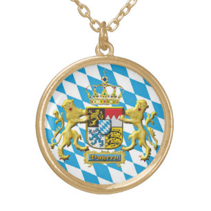 Oktoberfest Bavarian Crest Gold Plated Necklace