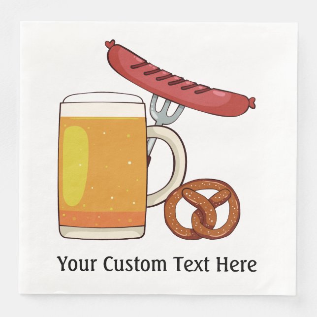 Oktoberfest BBQ custom paper napkins (Front)