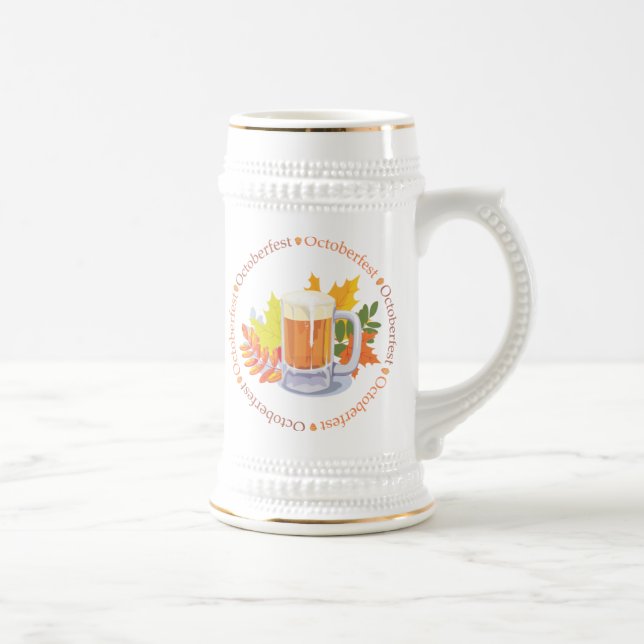 Oktoberfest Beer and Autumn Leaves Beer Stein (Right)