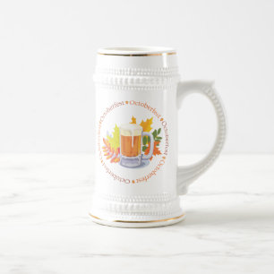 Oktoberfest Beer and Autumn Leaves Stein