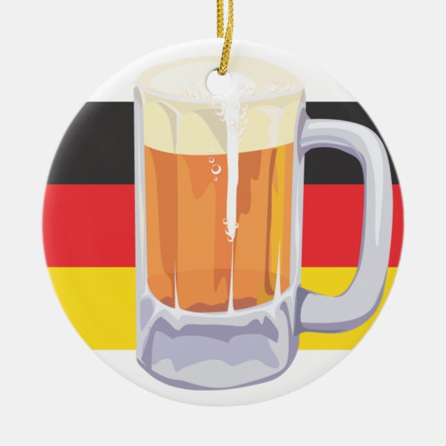 Oktoberfest Beer and German Flag Ceramic Ornament (Front)