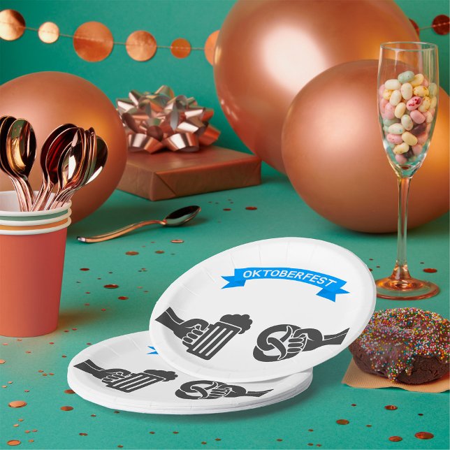Oktoberfest Beer And Pretzel Paper Plates (Creator Uploaded)