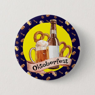Oktoberfest Beer And Pretzels  Button