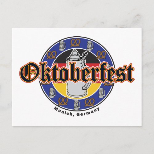 Oktoberfest Beer and Pretzels Postcard
