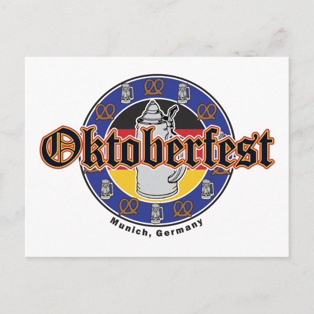 Oktoberfest Beer and Pretzels Postcard (Front)