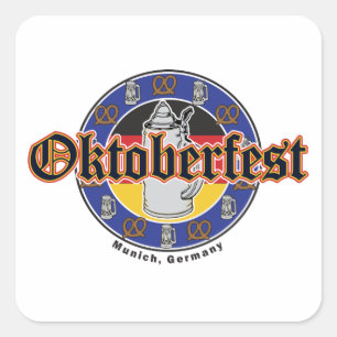 Oktoberfest Beer and Pretzels Square Sticker