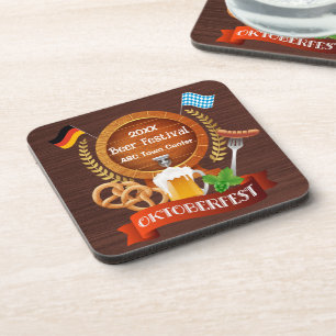 Oktoberfest Beer Barrel Beverage Coaster