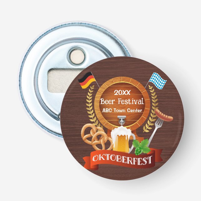 Oktoberfest Beer Barrel Bottle Opener (Front)