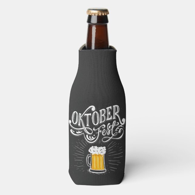 Oktoberfest Beer Bavarian Festival Personalize Bottle Cooler (Bottle Front)
