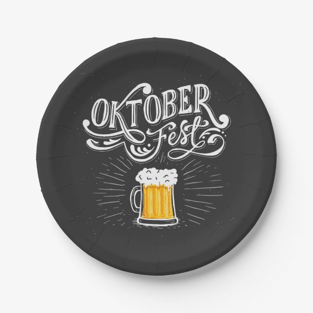 Oktoberfest Beer Bavarian Folk Festival Paper Plates (Front)