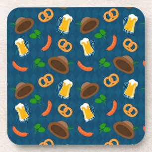 Oktoberfest Beer Bavarian Pattern  Beverage Coaster