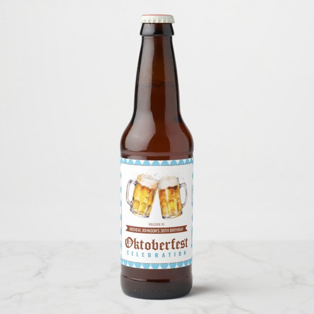 Oktoberfest Beer Birthday Party  Bottle Label (Front)