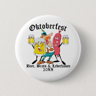 Oktoberfest Beer Brats Lederhosen Button