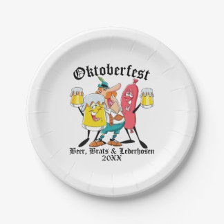 Oktoberfest Beer Brats & Lederhosen Paper Plates