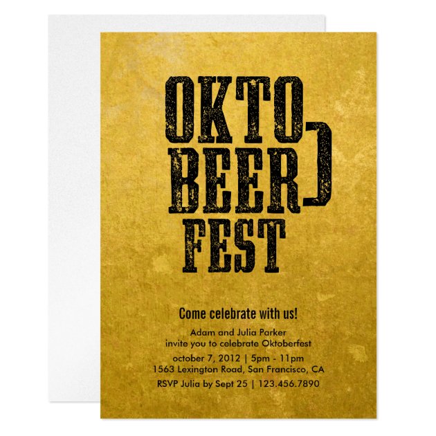 Oktoberfest Beer Drinking Gold Party Invitation