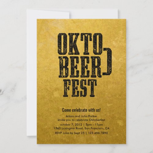 Oktoberfest Beer Drinking Gold Party Invitation