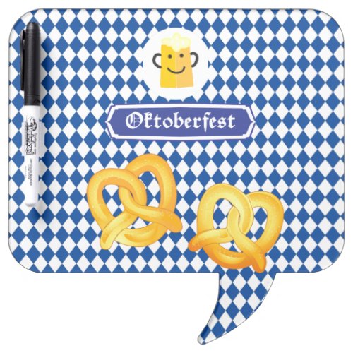 OKTOBERFEST beer festival Bavarian flag blue Dry Erase Board