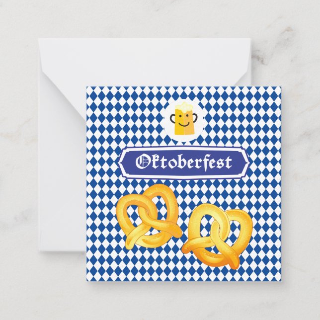 OKTOBERFEST beer festival Bavarian flag blue Note Card (Front)