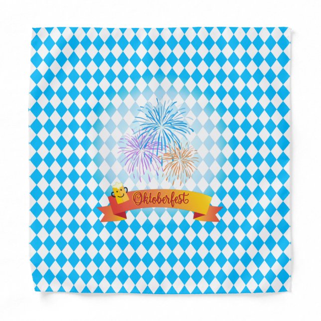 OKTOBERFEST beer festival decoration Blue pattern  Bandana (Front)
