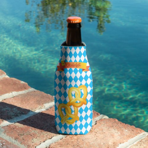 OKTOBERFEST beer festival decoration Blue pattern Bottle Cooler