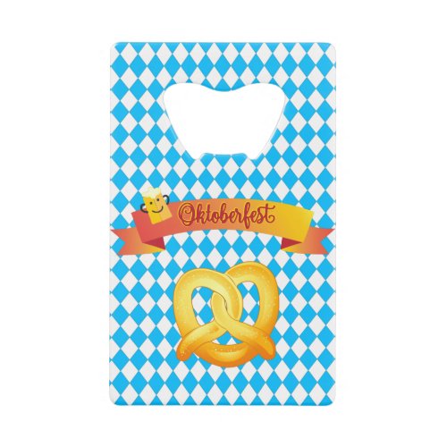 OKTOBERFEST beer festival decoration Blue pattern Credit Card Bottle Opener