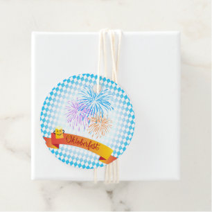 OKTOBERFEST beer festival decoration blue pattern Favor Tags