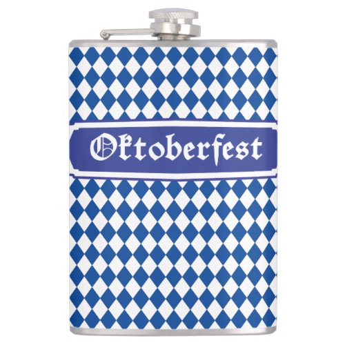 OKTOBERFEST beer festival decoration Blue pattern  Flask