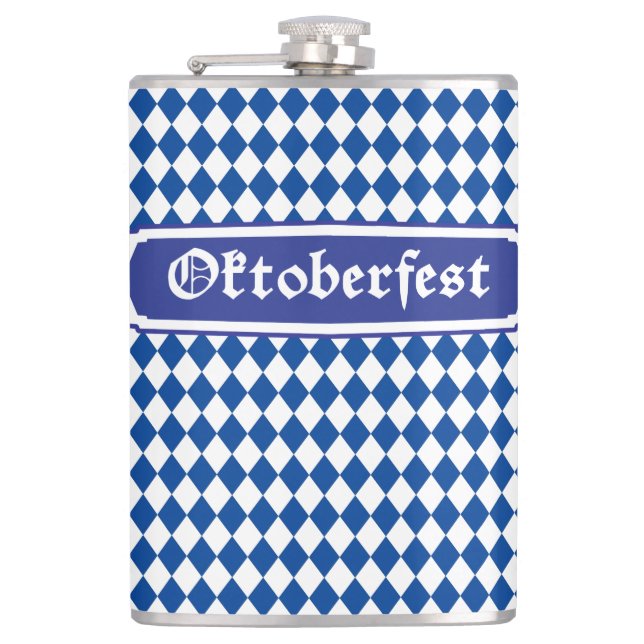 OKTOBERFEST beer festival decoration Blue pattern  Flask (Front)