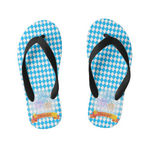 OKTOBERFEST beer festival decoration Blue pattern Kid's Flip Flops