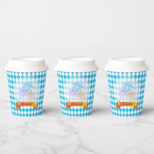 OKTOBERFEST beer festival decoration Blue pattern Paper Cups