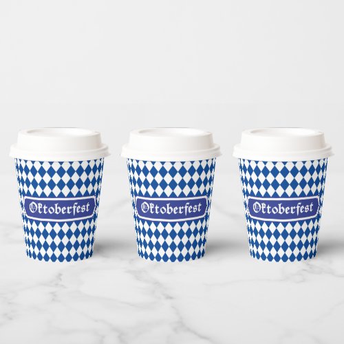 OKTOBERFEST beer festival decoration Blue pattern  Paper Cups