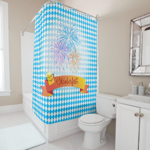 OKTOBERFEST beer festival decoration Blue pattern Shower Curtain