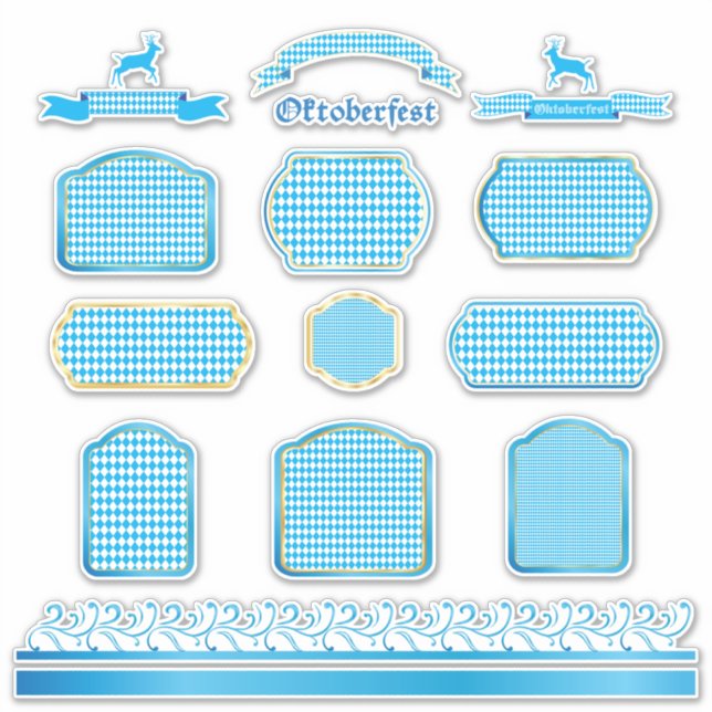 OKTOBERFEST beer festival decoration Blue pattern Sticker (Front)