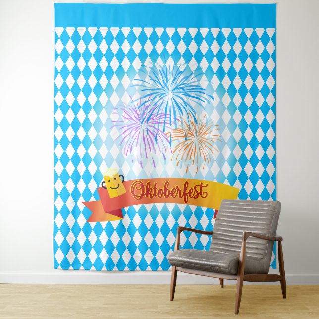OKTOBERFEST beer festival decoration Blue pattern  Tapestry (In Situ)