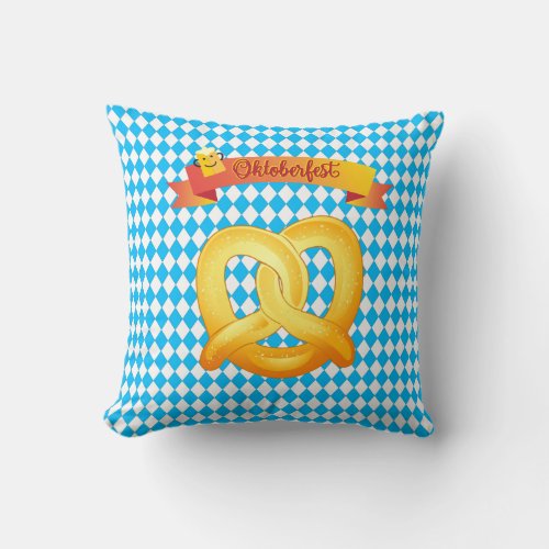 OKTOBERFEST beer festival decoration Blue pattern Throw Pillow