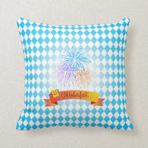 OKTOBERFEST beer festival decoration Blue pattern Throw Pillow