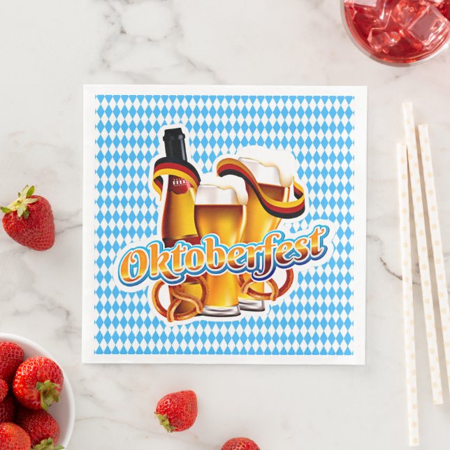 Oktoberfest Beer Festival German Bavarian Colors Paper Dinner Napkins (Insitu)